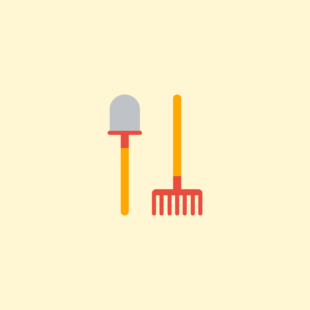 Flat Icon Shovel Element. Vector Illustration Of Flat Icon Rake Isolated On Clean Background. Can Be Used As Shovel, Rake And Tool Symbols. - Vector, Image