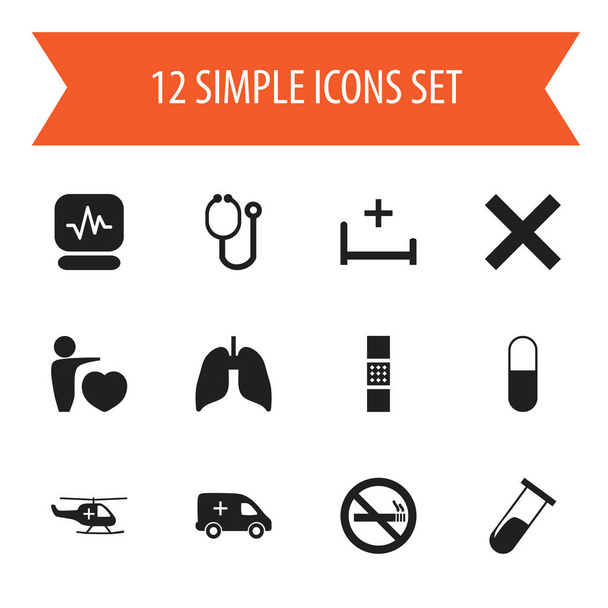 Set van 12 bewerkbare kliniek iconen. Bevat symbolen zoals medische luchtvaart, Emergency, respiratoire orgel en meer. Kan worden gebruikt voor Web, Mobile, Ui en Infographic Design. - Vector, afbeelding