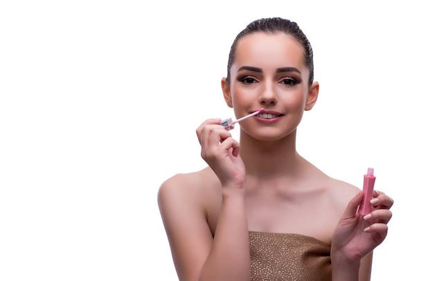 化粧品を使った化粧品を応用した美容コンセプトの女性 - 写真・画像