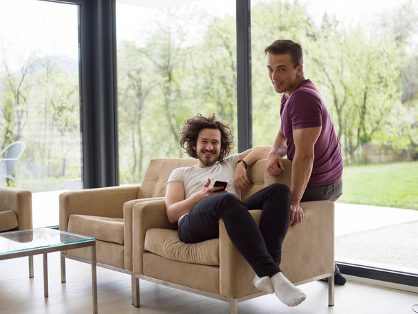 Gay Couple at Home Concept - Фото, изображение