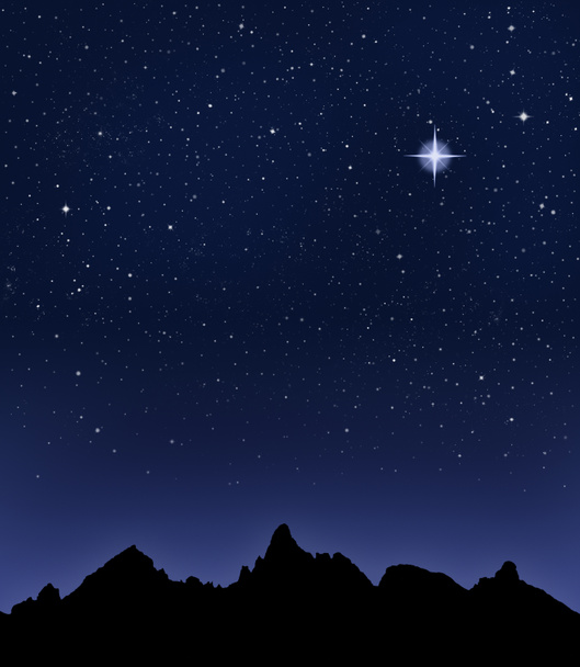 έναστρη νύχτα βουνό - Φωτογραφία, εικόνα
