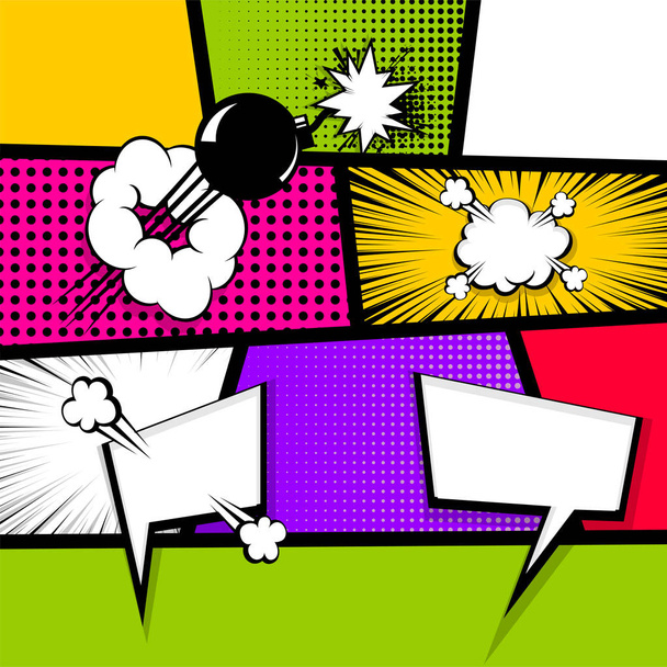 Pop art tira cómic texto discurso burbuja bomba
 - Vector, imagen
