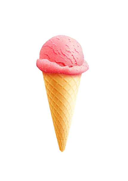 Vector realistic 3D ice cream dessert wafer cone - Vector, Image