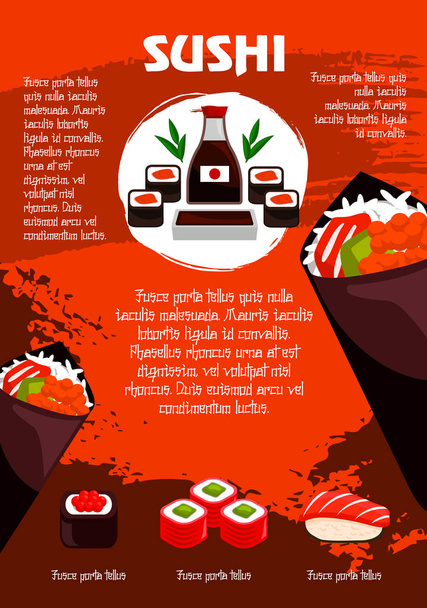Cartel vectorial para restaurante de sushi japonés
 - Vector, Imagen