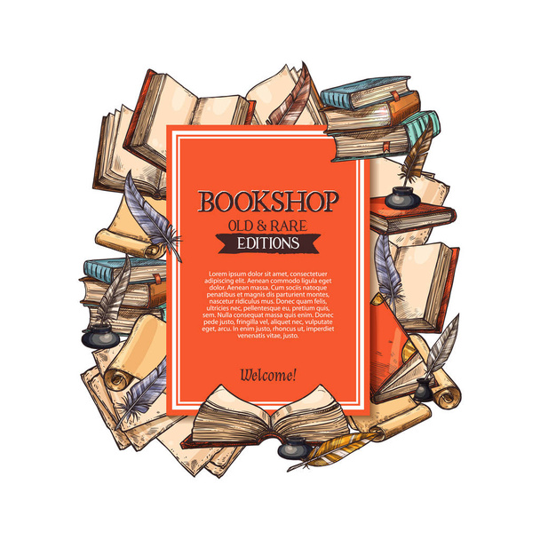 Cartaz vetorial para a velha loja de livros raros
 - Vetor, Imagem