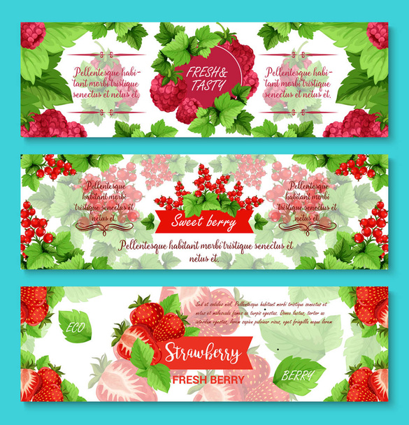 Векторные баннеры для свежих ягод и фруктов
 - Вектор,изображение