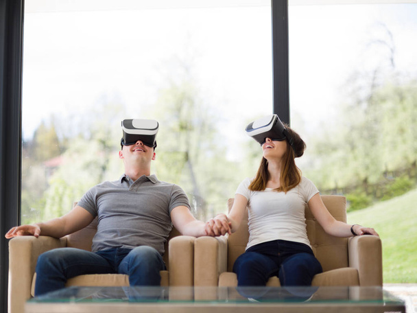 Couple using virtual reality headset - Photo, image