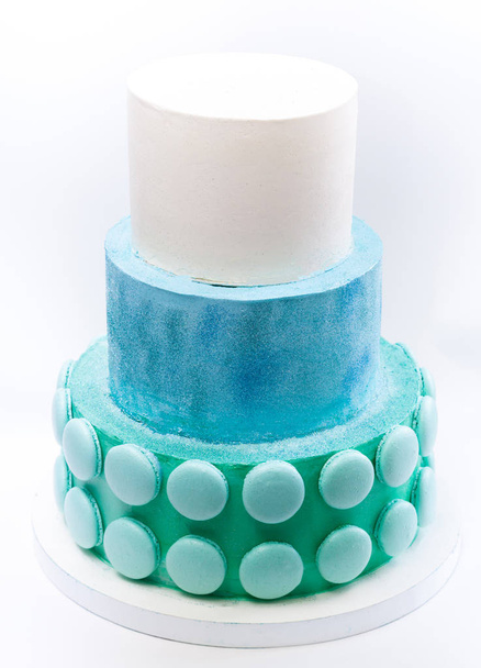 3 tier layered gorgeous luxury cake decorated with macarons - Photo, Image