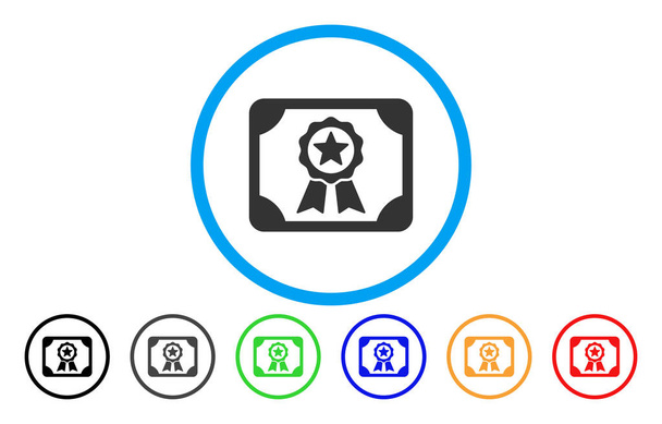 Certificate Rounded Icon - Vector, Image