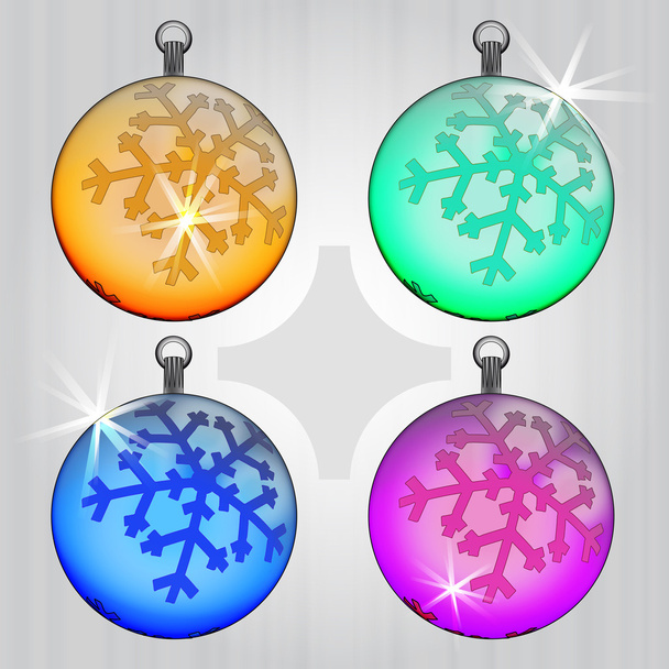 Quattro disegno colorato decorazione palla con motivo fiocco di neve
 - Vettoriali, immagini