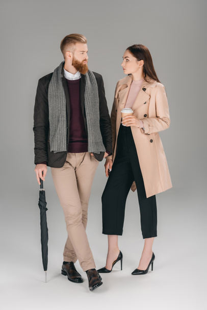 fashionable couple with umbrella - Fotografie, Obrázek