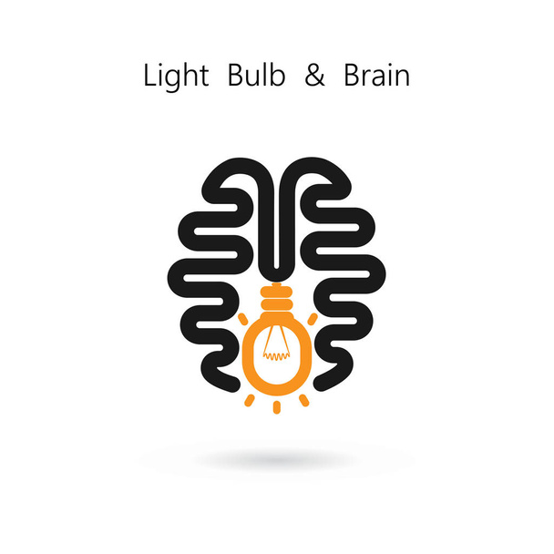 Creative light bulb and human brain abstract vector design banne - Vector, Image