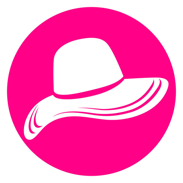 γυναικείο καπέλο ροζ εικονίδιο - Διάνυσμα, εικόνα