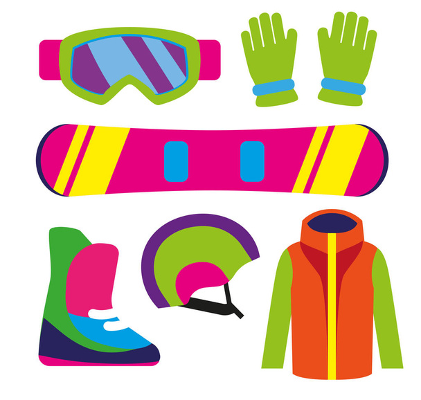 Platte winter sport ontwerpconcept. Wintersport uitrusting. - Vector, afbeelding