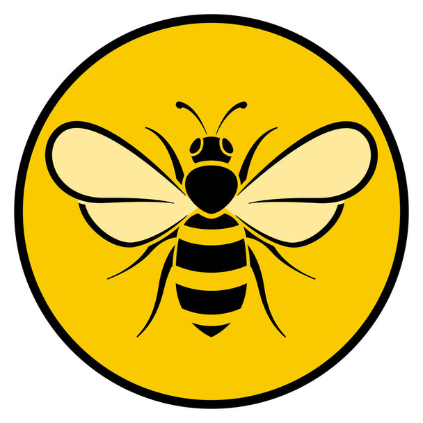 Bee cirkel gele pictogram - Vector, afbeelding