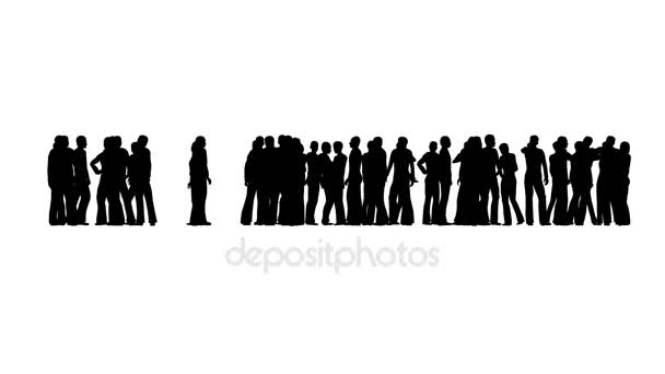Silhouette of people standing and waiting and talking on white - Footage, Video