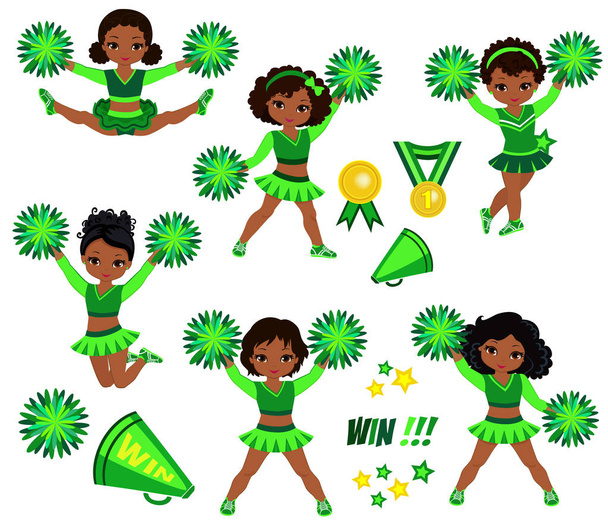 animadoras equipo de niñas .Cheerleading uniforme vector verde ilustración
. - Vector, imagen
