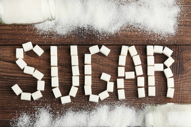 Inscription Sugar by sugar cubes  - Valokuva, kuva