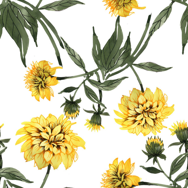 yellow flowers and leaves - Фото, зображення