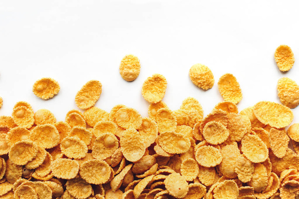 Corn flakes on white background. Cereal breakfast - Foto, immagini