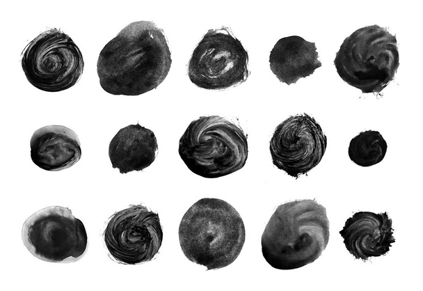 Set of black watercolor circle brushes - Foto, afbeelding