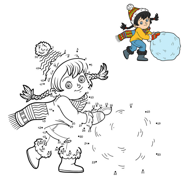 Números de juego, Chica y una bola de nieve
 - Vector, Imagen