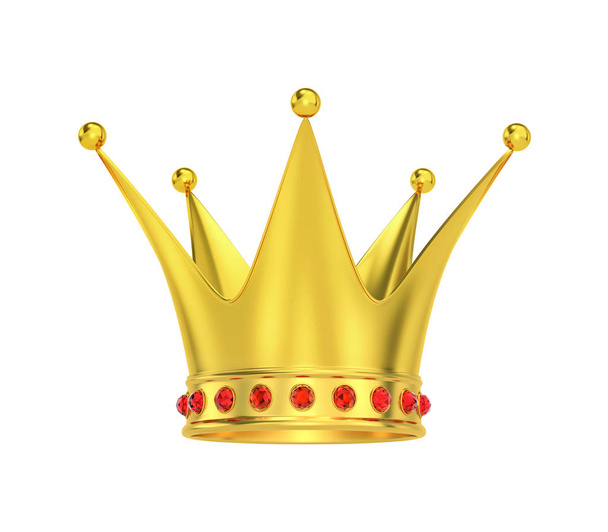 Corona dorada con piedras preciosas rojas
 - Foto, imagen