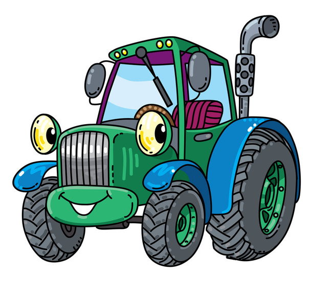Funny small tractor with eyes. - Vector, Image