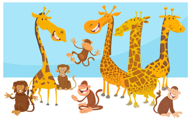 safari animales salvajes personajes de dibujos animados
 - Vector, Imagen