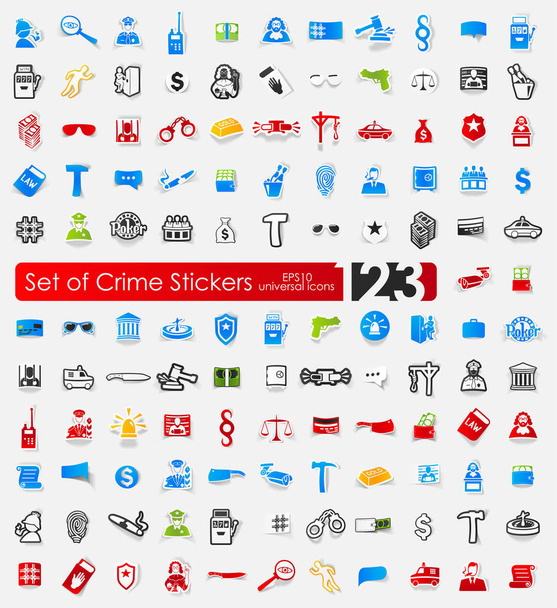 Set of crime stickers - Vector, Image