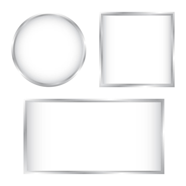 Szkło białe przyciski z Chrome zestaw klatek na białym tle - Zdjęcie, obraz