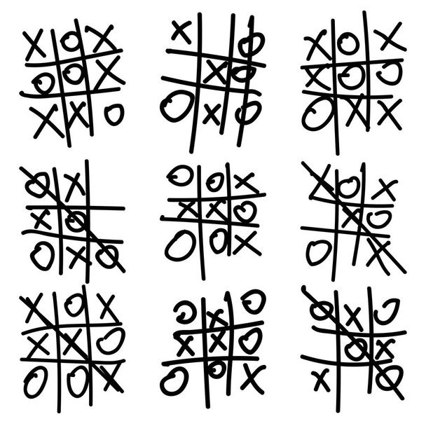 Set di elementi per dita Tic Tac disegnati a mano isolati
 - Foto, immagini
