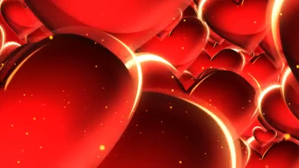 Flying red 3d hearts animation - Footage, Video