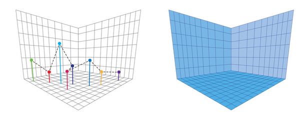 OpenGL projekciós mátrixot perspektíva 3d tengely vektor - Vektor, kép