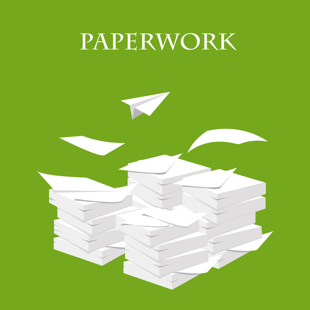 Documents. Stack, pile of paper. Paperwork and routine. Vector - Vector, Image