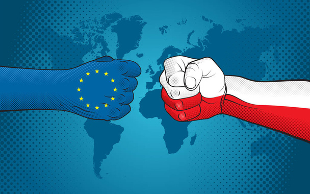 EU versus Polsko - Vektor, obrázek
