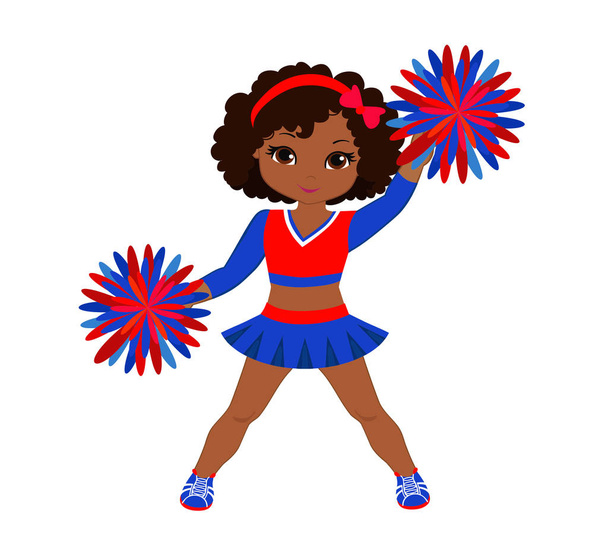 Cheerleader cartoon with pom poms Royalty Free Vector Image