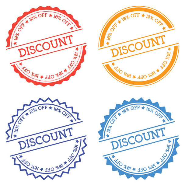 Discount 10 off badge isolated on white background Flat style round label with text Circular - ベクター画像