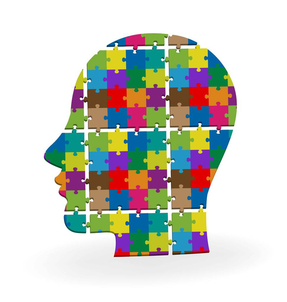 Vector 3d human head colorful puzzle logo  - ベクター画像