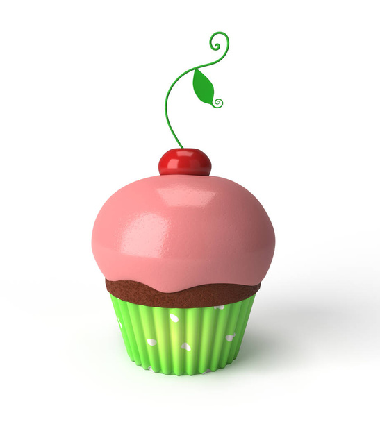 Cupcake rode kers - Foto, afbeelding
