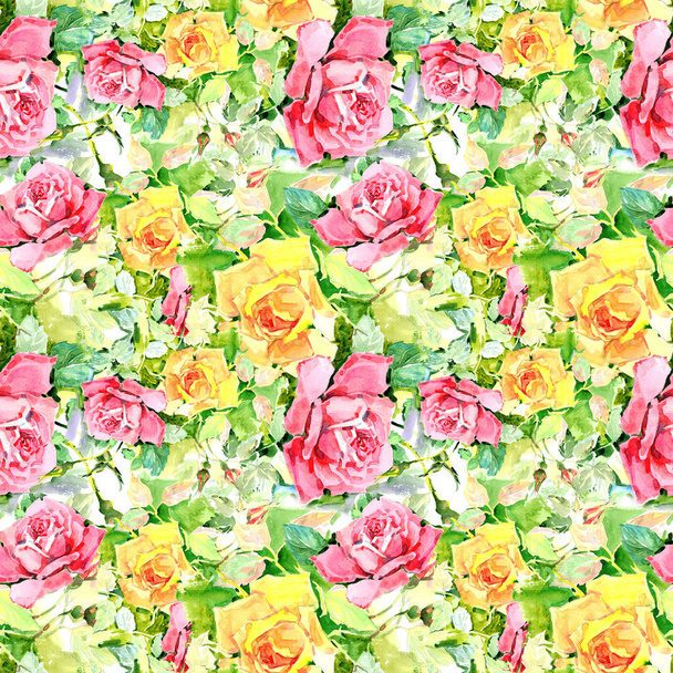 Wildflower rose flower pattern  in a watercolor style. - Foto, afbeelding