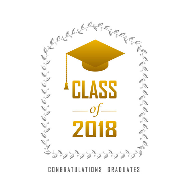 2018 grafik altın mezun bir sınıfta vektör çizim  - Vektör, Görsel