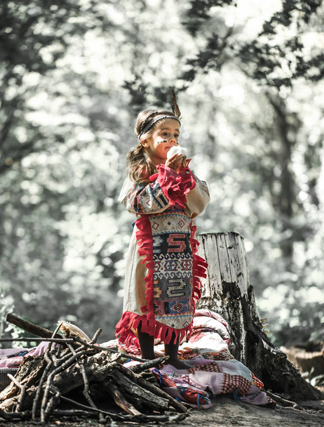 dívka v kostýmu indiána - Fotografie, Obrázek