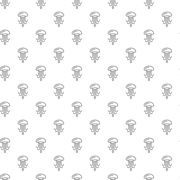 Unique digital jellyfish seamless pattern with various icons and symbols on white background flat vector illustration - Διάνυσμα, εικόνα