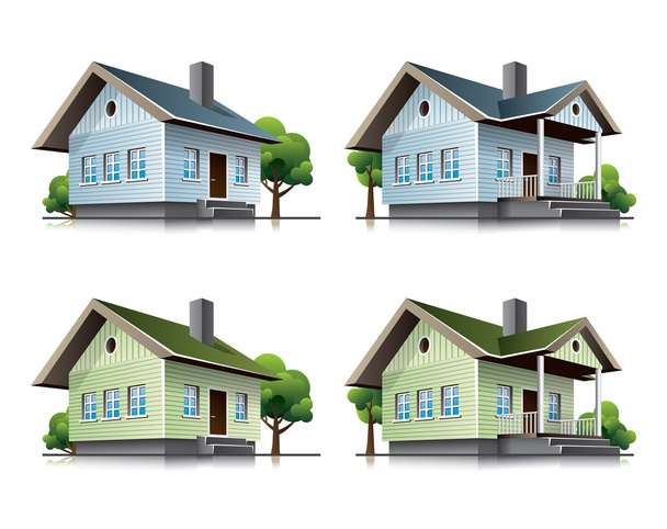 Family houses cartoon icons - Vector, Image