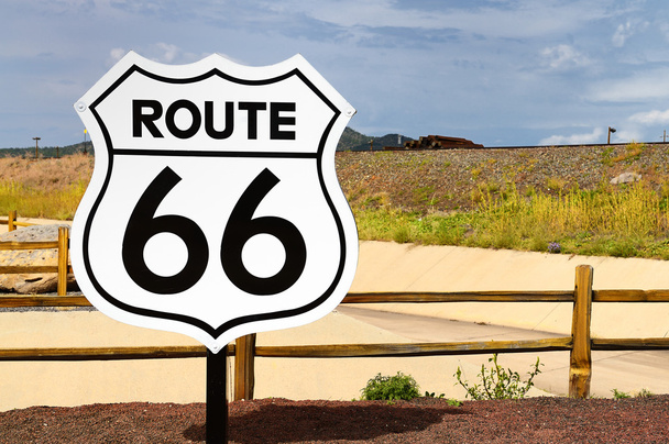 Historiallinen Route 66 liikennemerkki - Valokuva, kuva