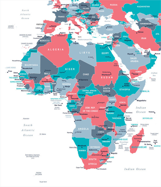 Afrika-Karte - Vektorillustration - Vektor, Bild