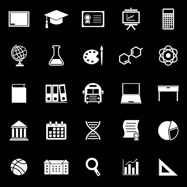 Iconos de educación sobre fondo negro
 - Vector, Imagen