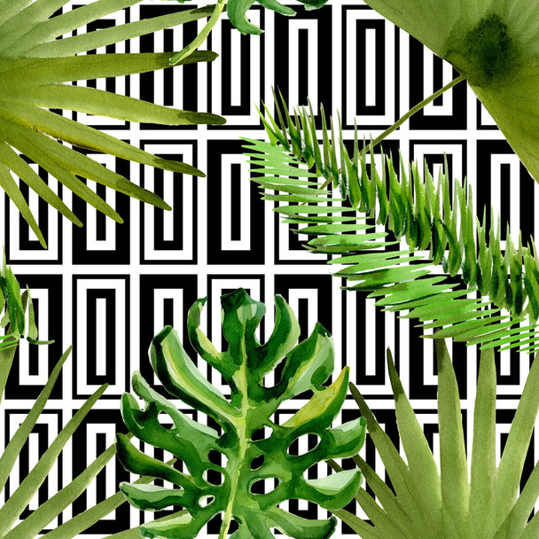 Tropical Hawaii leaves palm tree pattern in a watercolor style. - Foto, Imagen