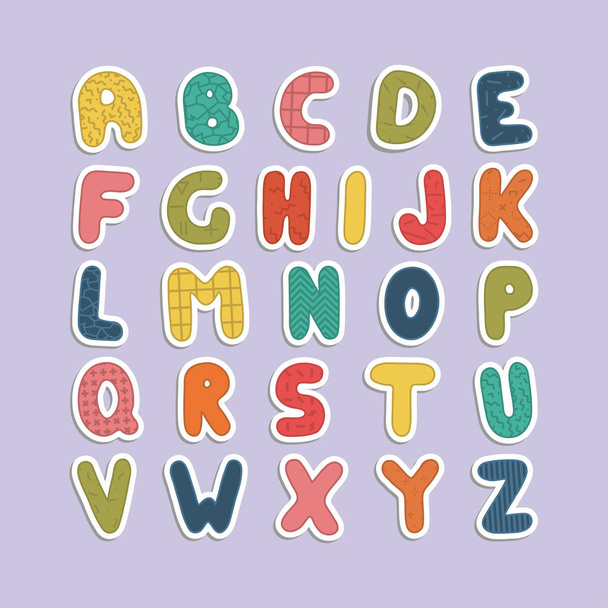 Cartoon funny font. Color english baby alphabet. - Wektor, obraz